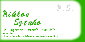 miklos sztaho business card